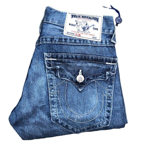 TRUE Religion Jeans Size 29 SLIM Blue - Picture 1 of 7